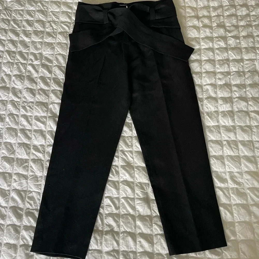 RARE IRO black Kendall belted wool blend trousers